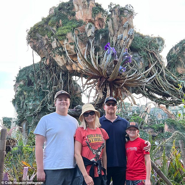 Family: Cole wasn't alone at the California amusement park.  He was with his wife, former actress Cynthia Daniel, and his sons Ryland, 18, and Colt, 14. They also have a 10-year-old daughter, Steely Rose, who was not in the shot.