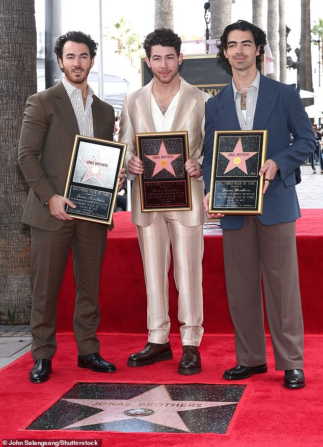 Proud: Upon receiving the news that he and his brothers would be getting a star, Nick told Variety: 