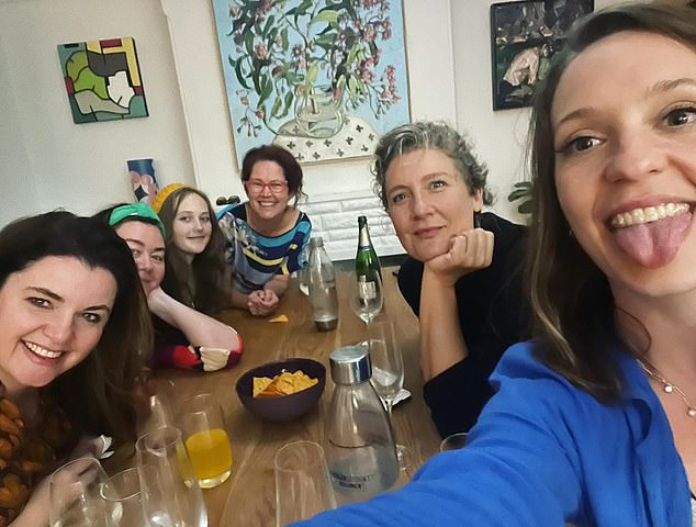 Sally Rugg (pictured right) is renowned for her star power and posted a photo on social media three weeks ago with ABC personalities including journalists Annabel Crabb (4th from left) and Louise Milligan (left ).