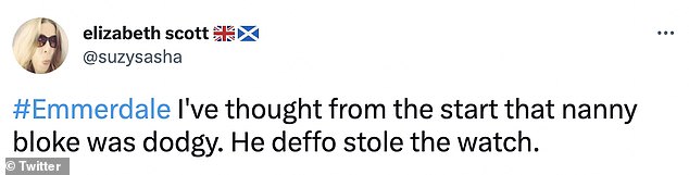 Exasperated: However, viewers at home found the plot absurd and insisted there was no way a baby could have grabbed the watch after the watch was found with baby Thomas.