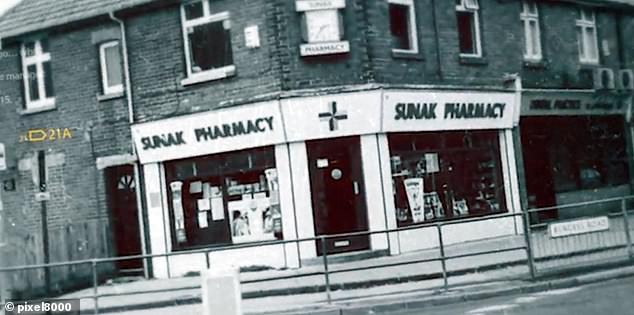 Mr Sunak¿s mother Usha owned the well-ordered shop between 1995 and 2014. Pictured: the pharmacy under its previous signage