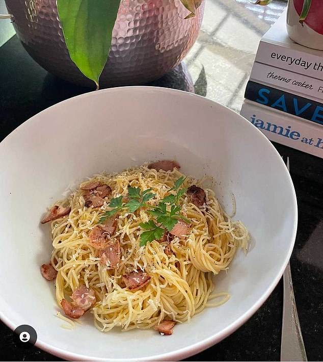 In a post made on September 6, Ms. Brumfitt posted a photo of a bowl of Sam Remo pasta and a spaghetti recipe.