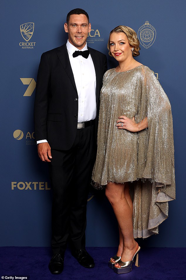 Scott Boland and his wife Daphne on the blue carpet.  Boland was a popular choice for Test Player of the Year by fans after exploding on the scene in The Ashes.