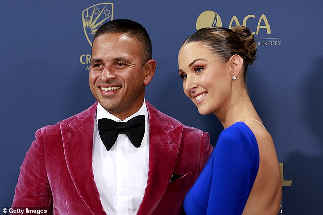 Khawaja and his wife Rachel also stole the limelight on the blue carpet with their stunning outfits.