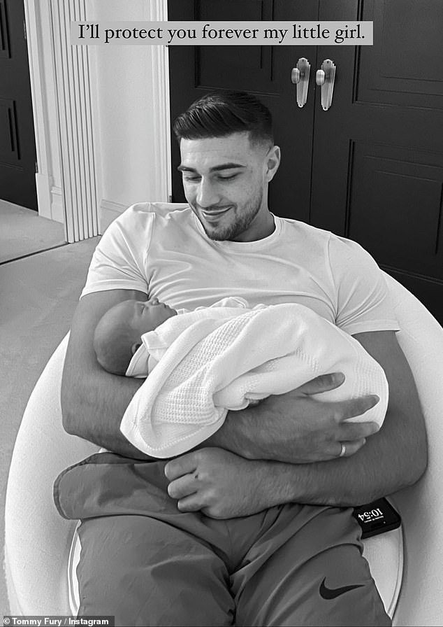 New dad: While Tommy also took to Instagram Stories to share a snap with his 4.3 million followers, while promising: 