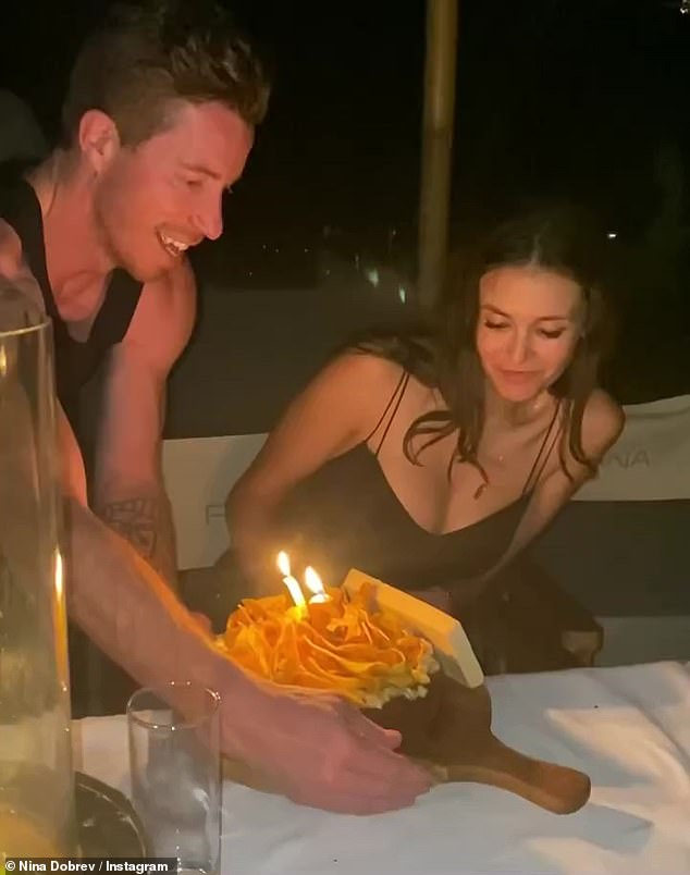 Boyfriend: The Vampire Diaries star took to Instagram on Monday, sharing snaps from a beach birthday party with boyfriend Shaun White