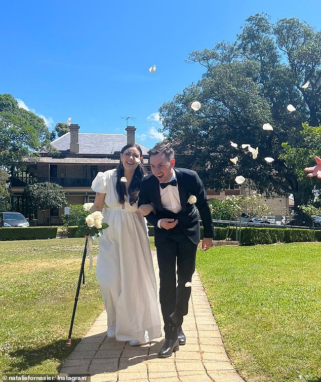 Ms. Fornasier was able to walk down the aisle with her husband Alexander