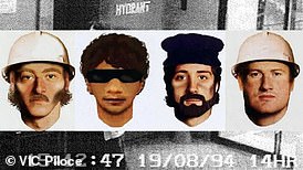 Digital images of a group of men wanted for the 'Road Gang Heist'.  Only one man was convicted.  And it wasn't Fyfield Mr.