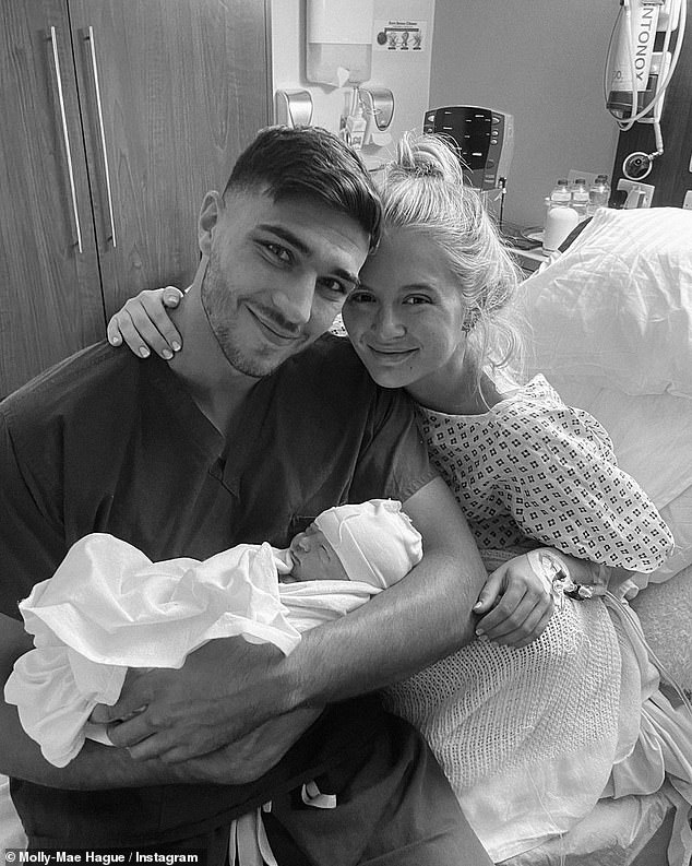 Adorable: The Love Island stars announced the joyous news in an Instagram post on Monday, while sharing a sweet black-and-white photo with their newborn