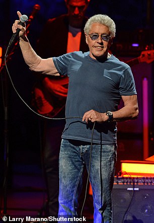 Now and then: The Who's lead singer Roger Daltrey on stage in 2022...