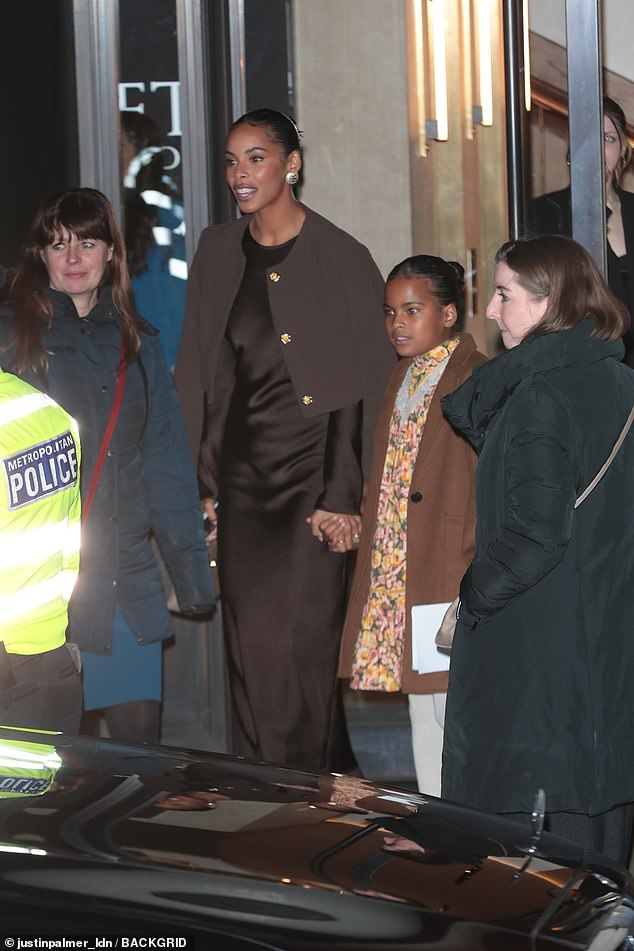 Local time: And Alaia-Mai was the spitting image of her mother as they held hands as they left the event.