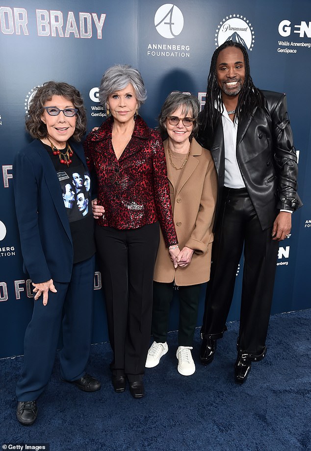 Dynamic foursome: The ladies were also joined by actor Billy Porter, 53, on the red carpet.