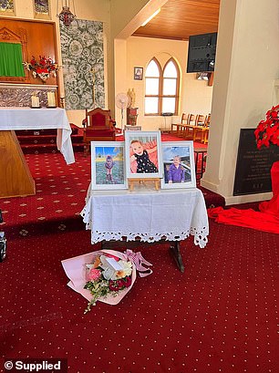 Photos of the 'loud and energetic' girl were placed on a table inside the church.