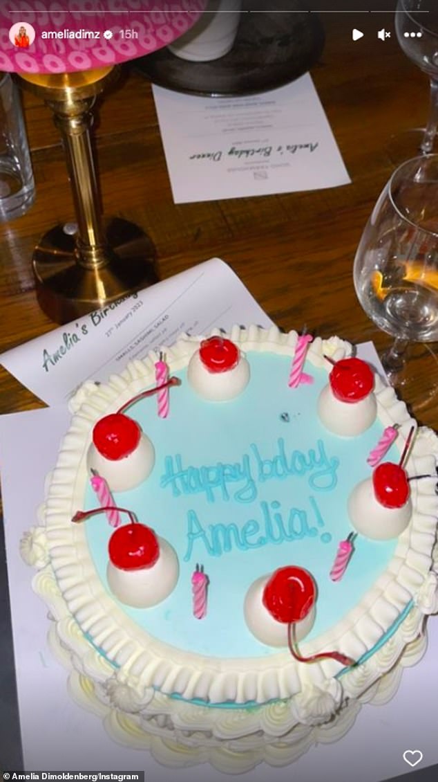 Celebrations: She turned to her story to document her birthday party where she also had a regular cake.