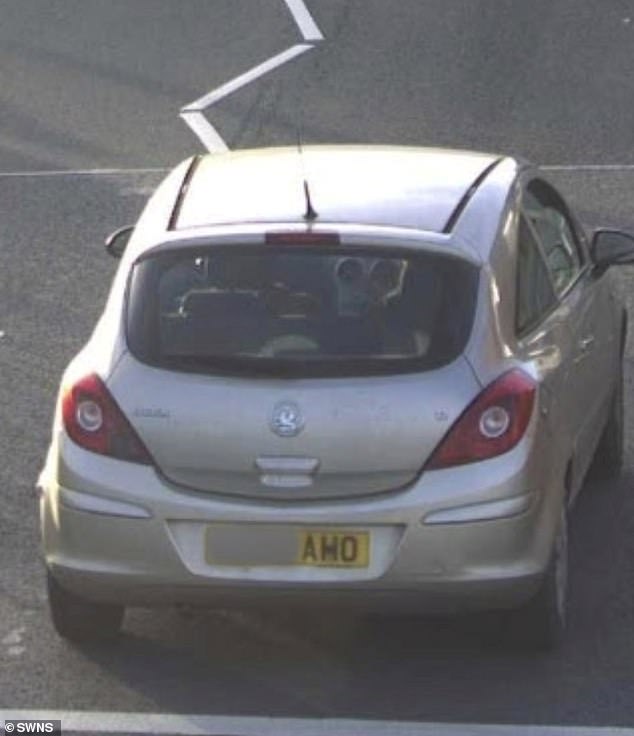 The photo evidence sent to Steven Ward - a silver Vauxhall Corsa with the number plate ending in AMO or AHO