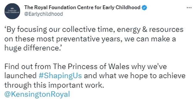 The project, which launches today, is a long-term princess project, beginning with a child's development and the importance of the formative years.