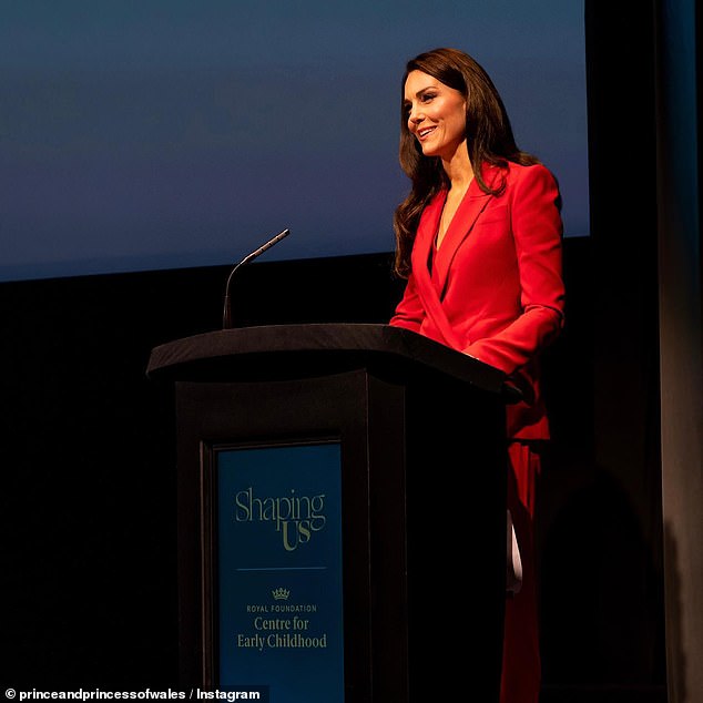 Last night, Kate made a stylish splash in a red pantsuit when she launched the campaign in London, where she called it the 