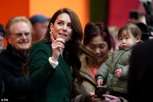 The royal mother of three spoke to a young royal fan and her mother as they toured the market in Leeds.