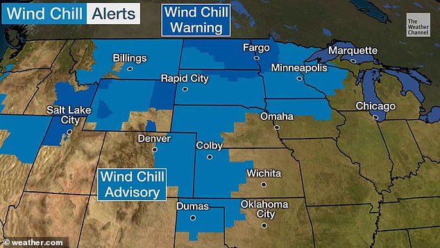 Numerous states have been placed under wind chill advisories, which could result in more travel chaos later in the week.