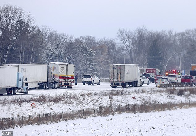 Another horrifying traffic accident was caused by the arctic blast in Wisconsin over the weekend, in which at least 25 people were rushed to hospital amid a massive 85-car crash.