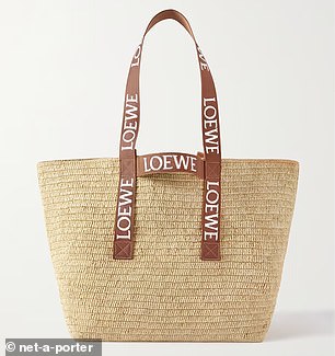 Canvas-trimmed raffia tote by Loewe: $1,100