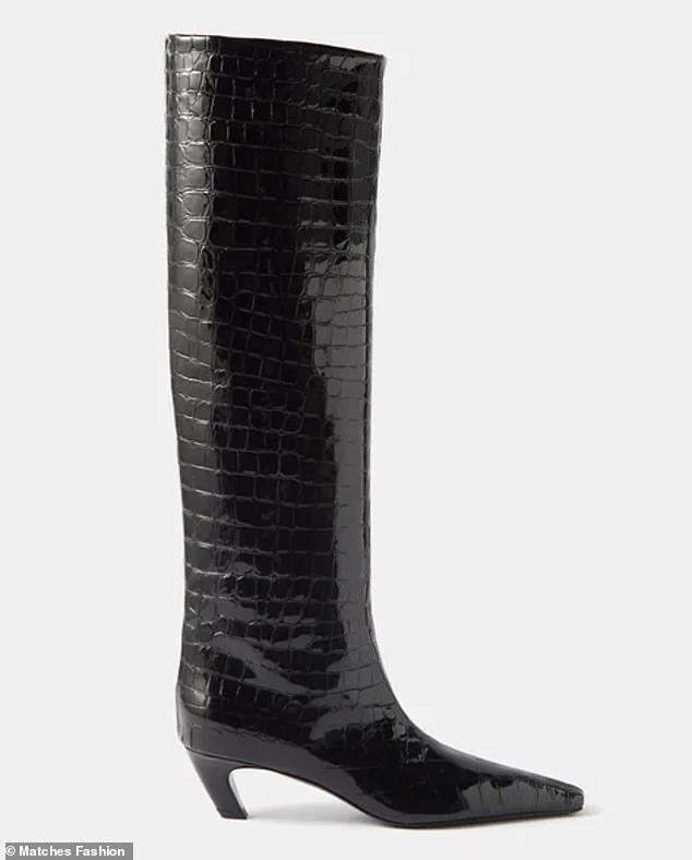 If you're in the market for a new pair of boots, the fashion pro suggests the Khaite Davis 50 Croc-Embossed Leather Knee-High Boots ($1,380).