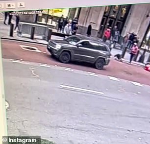 CCTV footage showed the moment stunned onlookers watched the SUV speeding away after the collision.