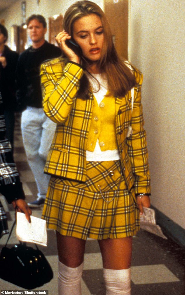 Checkered Back: In the clip, the actress donned the instantly recognizable yellow checked skirt suit as worn by her character Cher in the 1995 classic Clueless