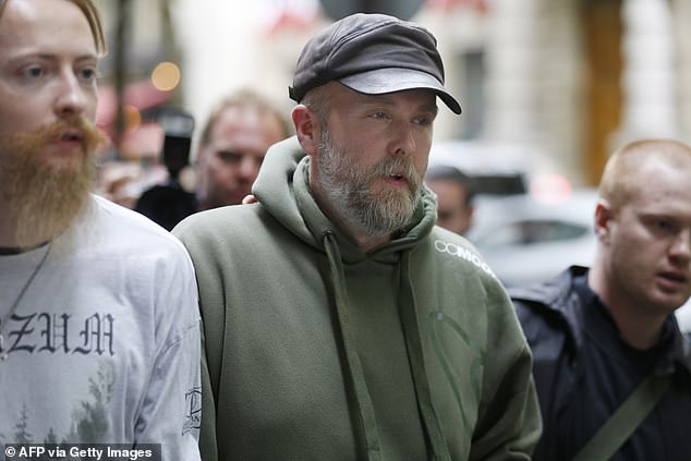 Convicted: In 2014, Vikernes was found guilty of inciting racial hatred and glorifying war crimes through an internet blog in France.  He was given a six-month suspended sentence and fined €8,000 (approximately $10,900 - pictured 2014)