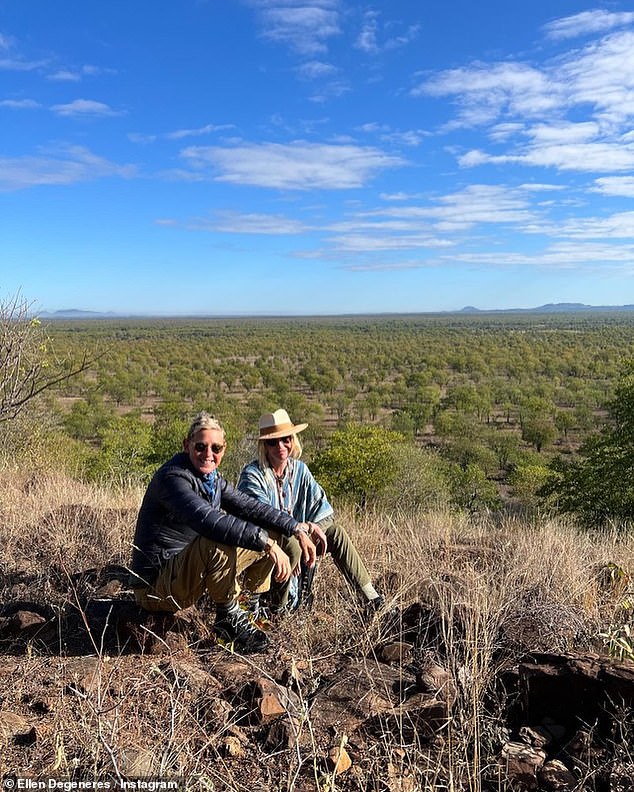 Blissful: In addition to posting a sweet selfie of them outside as the Aussie actress put an arm around her at sunset, DeGeneres gushed in her caption that she was 