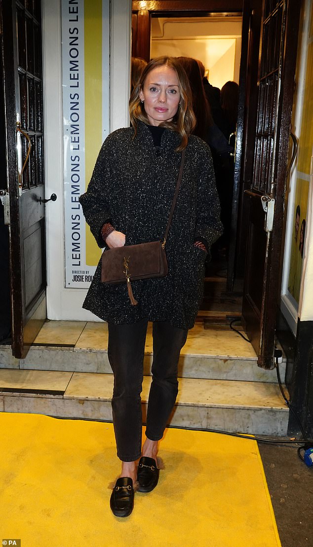 In town: James was joined at the Harold Pinter Theater on Tuesday by actress Laura Haddock, 37, wearing a charcoal gray coat.