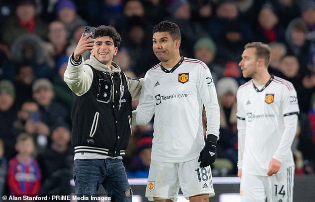 A fan ran onto the pitch to take a selfie