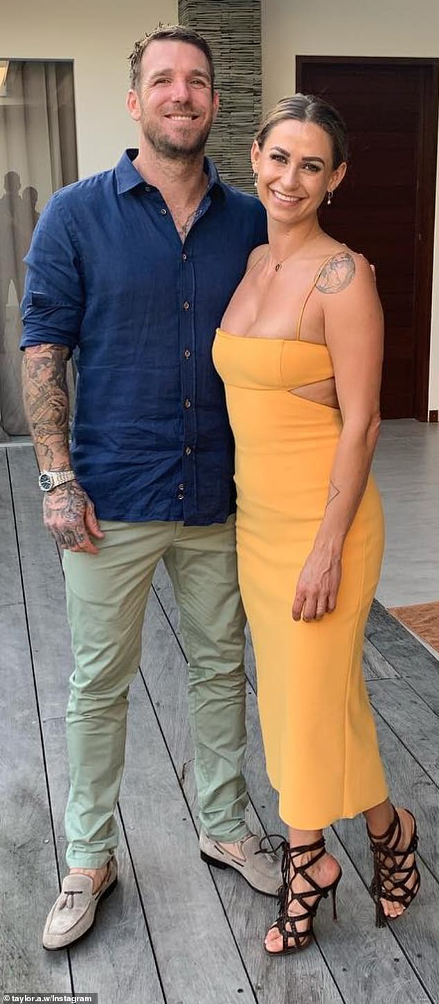 Retired AFL star Dane Swan (left) and girlfriend Taylor Wilson (right) have welcomed twin daughters