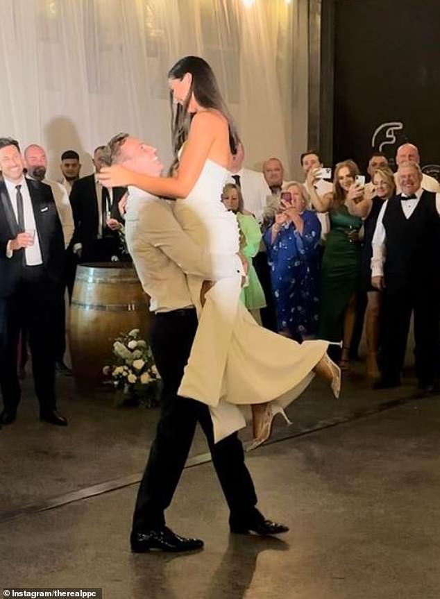 Essendon midfielder Darcy Parish married his partner of many years, Grace Stanton, in a romantic ceremony in Geelong, Victoria, on Saturday.