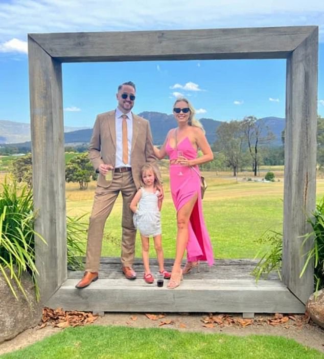 A young family (pictured) vacationing in the Hunter Valley for a friend's wedding was horrified after finding animal carcasses and an ax in their $500+ Airbnb pet night.