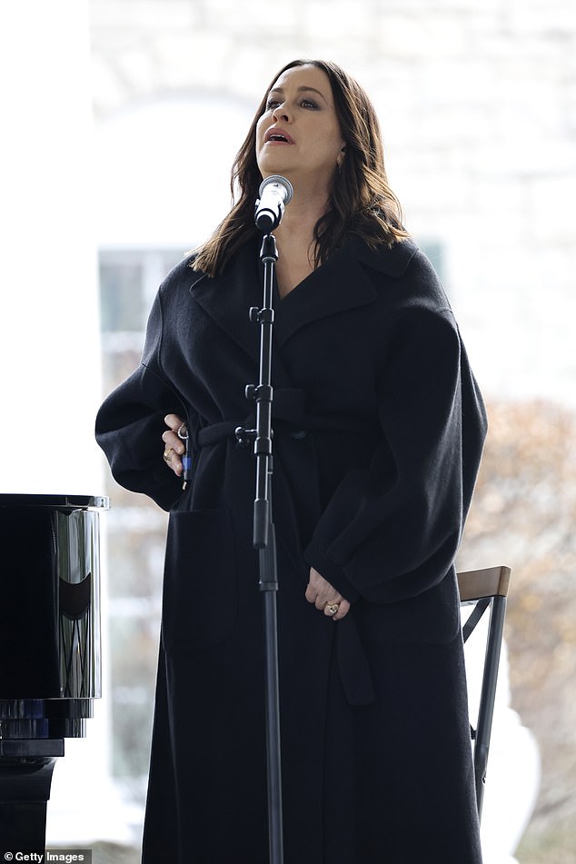 Alanis Morissette was among several artists who took the stage with musical tributes at the Lisa Marie Presley memorial on Sunday.