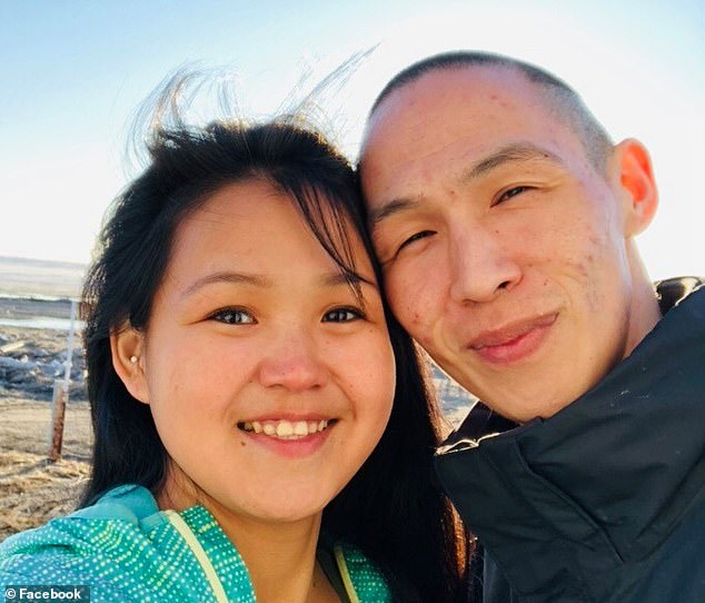 Summer Myomic (left), 24, and her one-year-old son were fatally mauled by a polar bear in a remote Alaskan town.  She is pictured here with the baby's father, Clyde Sr. (right)