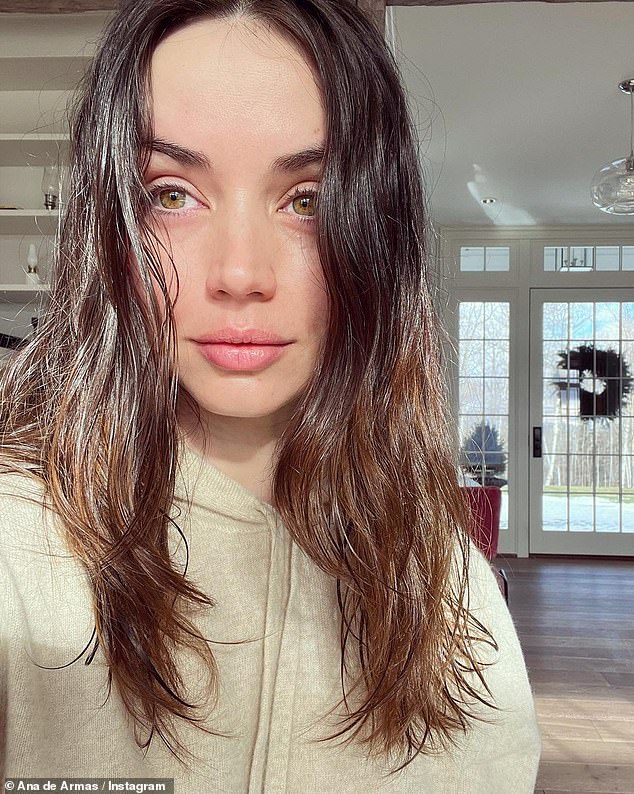 Cozy celebrations: Ana de Armas, 34, posted new photos of her cozy and snowy New Year's Eve celebration on Monday