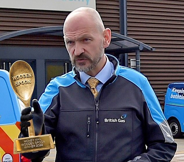 Out of petrol: Chris O'Shea, boss of British Gas parent company Centrica (pictured in a mock-up) refused to accept the trophy