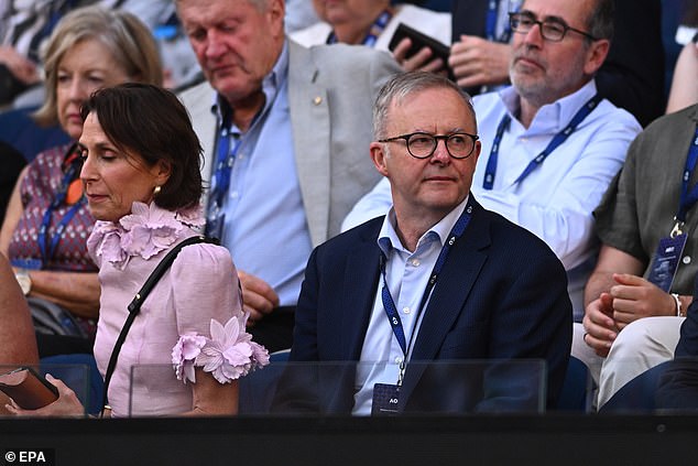 Anthony Albanese was in the stands at Rod Laver Arena on Friday night.