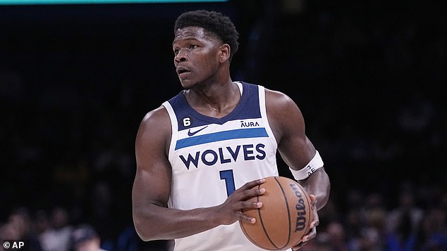 Anthony Edwards (1) of the Timberwolves has encouraged fans to attend the team's LGBTQ night.