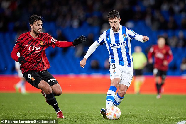 Real Sociedad's Martin Zubimendi (right) is requested by both Arsenal and Barcelona