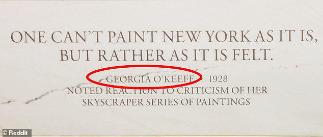 The opening of a new terminal at Grand Central Station was marred after a stone plaque with a typo misspelling the name of artist Georgia O'Keeffe was revealed.  O'Keeffe is spelled with two F's, not one