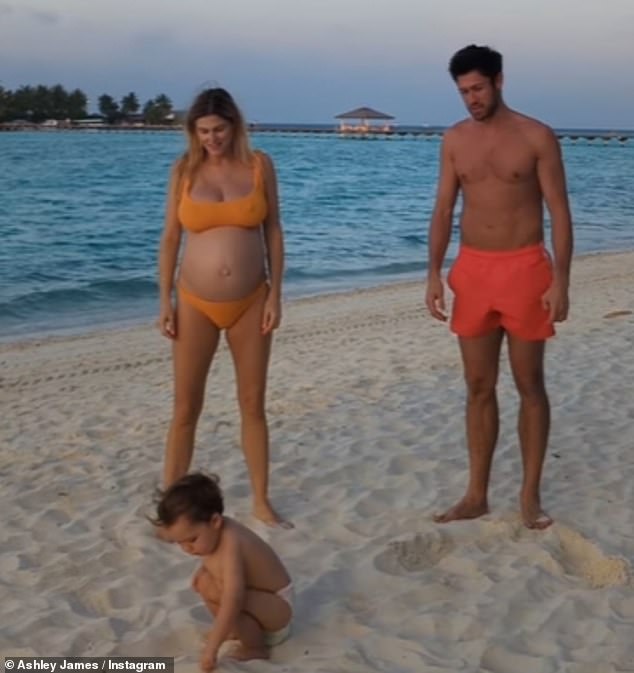 Baby moon!  Pregnant Ashley James has shared a heartwarming video of her lavish honeymoon in the Maldives before the birth of her second child.