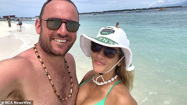 Ian Cragg with his partner, Natalie Bogdanski, the day before leaving for Gili T. Image: Supplied