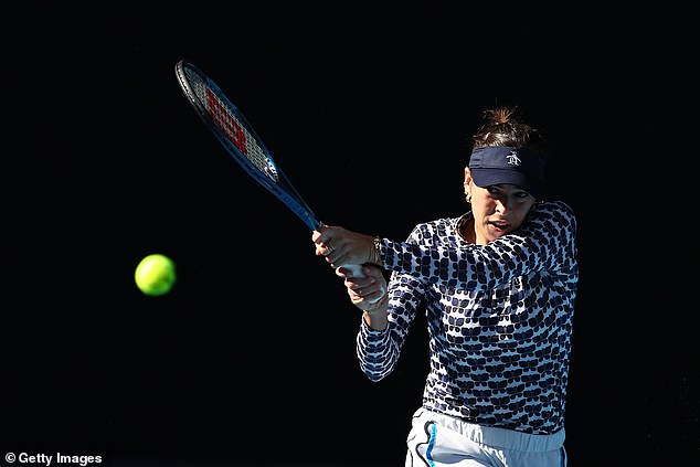 Australia's Tomljanovic plays a backhand during a practice session ahead of the 2023 Australian Open at Melbourne Park on January 14.