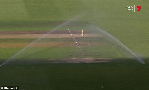 There were ridiculous scenes in Hobart when the sprinklers came on before a T20 match