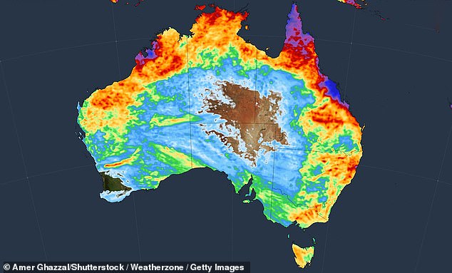 This rain map shows that Australia will receive downpours in all states and territories on Sunday