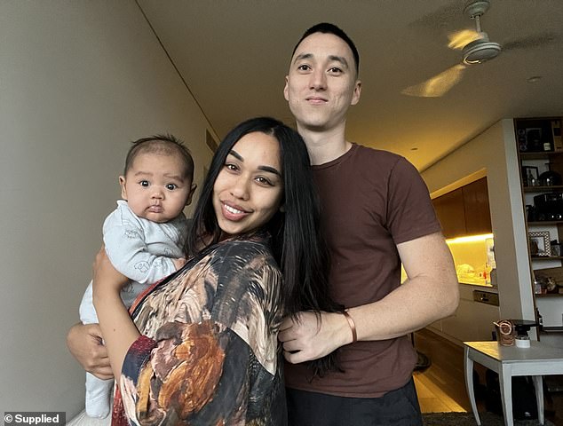 Selaphim Saddharti and his partner Jackson (pictured), from Sydney, were surprised but delighted when they heard their son Francis say 'hello' at just six weeks old.