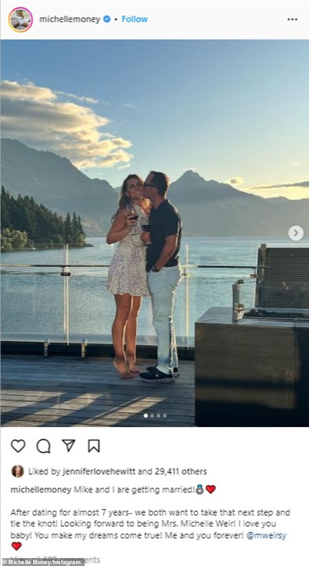 Congratulations!  Former Bachelor In Paradise star Michelle Money, 42, announced that she got engaged to professional golfer Mike Weir earlier this month.